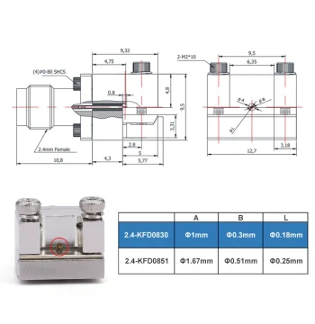 2.4mm Female Clamp Connector, Solder-Free, 50GHz, Chip Testing, PCB Evaluation 2.4-KFD0830/51
