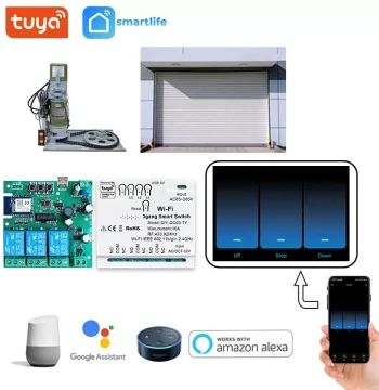 Compatible with Tuya WiFi RF 3-Channel 5V/12V Breaker Module Momentary Self-Locking Remote Voice Control A