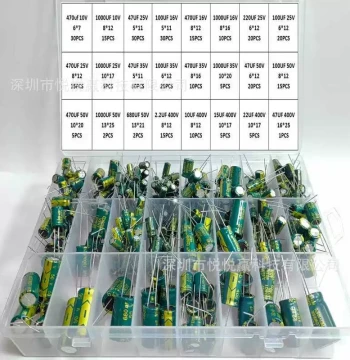 335PCS Assorted Aluminum Electrolytic Capacitors Kit, 24 Values from 10uF to 1000uF, Through-Hole High-Frequency Capacitors 400V Boxed Set