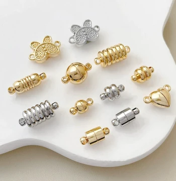 Copper Gold-Plated Color-Preserved Round Ball Barrel Hamburger Magnetic Clasp DIY Hand Necklace Pearl Connector Accessories Materials