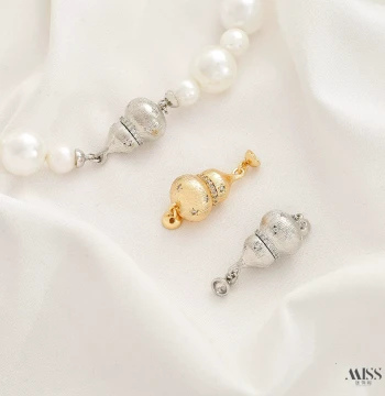 14K Gold-Filled Color-Preserved Zircon-Set Brushed Gourd Magnetic Clasp for DIY Pearl Bracelets and Necklaces, Finishing Clasp Accessories