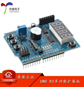 UNO R3 Multifunctional Expansion Board Module Basic Learning Kit, Microcontroller Development Board with Sensor Interfaces