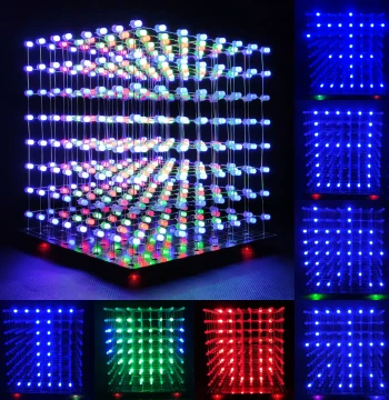 Letao 3D8 Light Cube DIY Kit, Colorful 8X8X8 LED Microcontroller Electronic DIY Project with 3D Host Software