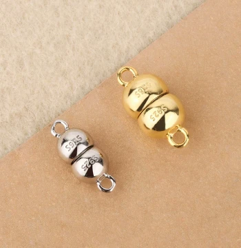 Tingxiangkai Pearl Bracelet DIY Jewelry Semi-Oval Magnetic Clasp Accessories S925 Sterling Silver Necklace Connector Material