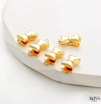 14K Gold-Filled Color-Preserving Anti-Slip Bowknot Magnetic Clasp DIY Jewelry Finding Closure Connector