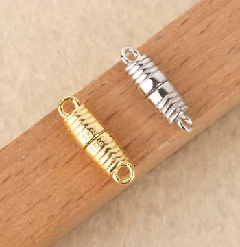 S925 Sterling Silver Magnetic Clasp Round Buckle DIY Bracelet Necklace Connector - Round Tapered Strong Magnetic Clasp Accessory