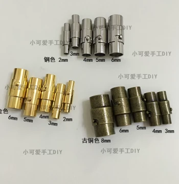 Nail Magnetic Clasp Retro Distressed Antique Bronze Gold Steel Color Leather Cord Bracelet Connector Accessories DIY Bracelet Materials