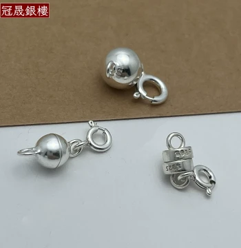 925 Sterling Silver Magnetic Clasp Safety Chain for DIY Handmade Bracelets and Necklaces, Anti-Loss Connector