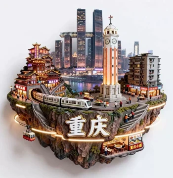 Chongqing Light Rail Fridge Magnet 2026 New Metal 3D Relief Magnetic Sticker Travel Souvenir Cultural Creative Gift