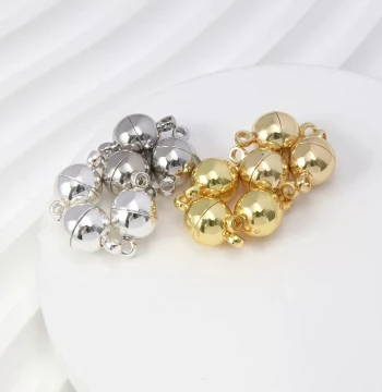 18k Gold-Plated Color-Fast Silver Magnetic Clasp 5/6/8mm Bracelet Necklace Magnet End Connector DIY Accessories