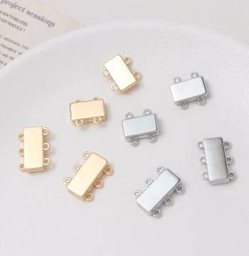 Copper Gold-Plated Multi-Hole Double-Row Magnetic Clasp Finish Connector Clasp DIY Necklace Bracelet Clasp Jewelry Accessories Materials