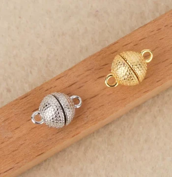 S925 Sterling Silver DIY Jewelry Magnetic Clasp Accessories Magnetic Buckle Pearl Bracelet Connector Magnetic Buckle Minimalist Silver Round