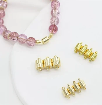 14K 18K Gold-Plated Color-Preserved Cylindrical Strong Magnetic Clasp for Bracelet and Necklace Connection DIY Jewelry Accessories