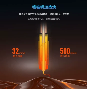 Huasu TZ4.0 Upgraded Bamboo Extruder for X1/P1 - Bimetal Integrated Throat with Chrome Zirconium Copper and Hardened Steel Nozzle