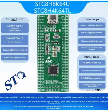 STC8H8K64U/STC8H4K64TL Microcontroller Mini System Core Board Development Board Emulator