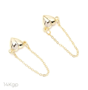 Japanese Gold-Plated Color-Fast Magnetic Clasp End Connector Heart-Shaped Magnetic Clasp 10×15mm Gold (1 Piece)