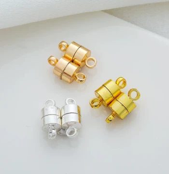 14K Gold-Filled Color-Preserved 18K Silver Cylindrical Strong Magnetic Clasp for Bracelets and Necklaces, DIY Jewelry Accessories