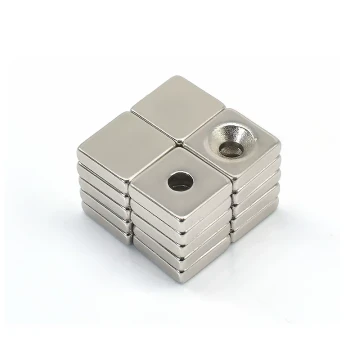 High-Strength Square Magnet with Countersunk Hole 10x10x3mm, M4 Countersunk Hole, Rectangular Strong Neodymium Magnet