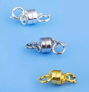 S925 Sterling Silver Double-End Spring Clasp Magnetic Buckle DIY Pearl Necklace Bracelet Connector Tail Clasp