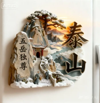 Mount Hua Mount Tai Metal Refrigerator Magnet Sticker Window of the World Creative Tourist Souvenir Magnetic Sticker Cultural Gift