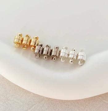 Color-Preserved Silver White K14K Accessories Barrel Magnetic Cylindrical Magnetic Clasp DIY Handmade Jewelry Connector End Clasp