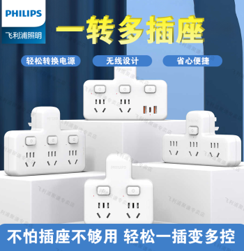Socket Converter Panel Multi-Port Outlet 1-to-3 Extension Plug