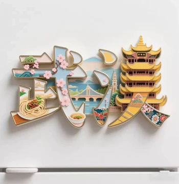 Wuhan Font Metal Fridge Magnets 2025 New Yellow Crane Tower Hot Dry Noodles Cultural Creative Souvenir