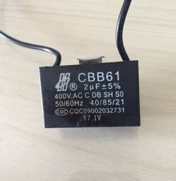 Fan Air Conditioner Motor Range Hood Start Capacitor CBB61 2uF ±5% 400VAC Copper Pin Plug-in