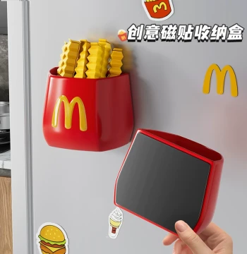 Cute Magnetic Fridge Organizer Box - Side-Mounted Refrigerator Storage Rack, No-Drill Wall Mount, Multi-Function Magnetic Holder