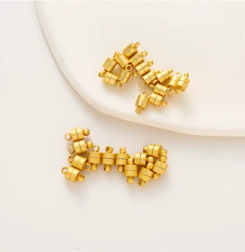Ancient Method Gold Strong Color-Fast 18K Silver Magnetic Buckle Round Barrel Bracelet Necklace Magnet Clasp Connector DIY Accessories