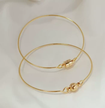 Copper Plated with Real Gold 14K Color Retention 1.0mm Thick Semi-Hard Wire Connecting Round Barrel Magnetic Clasp Bracelet Ring Outer Diameter 60mm