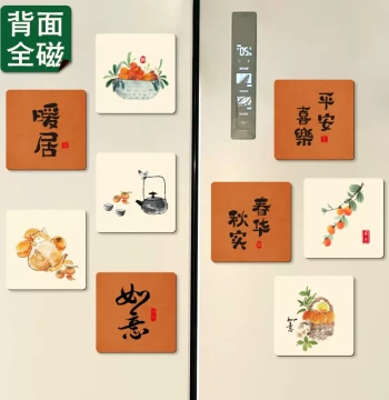 Healing Style Double-Door Viral Fridge Magnet Decorative Magnetic Note 3D Magnetic Sticker