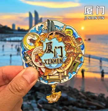 [Xiamen] Metal Refrigerator Magnet - Fujian Gulangyu Twin Towers Creative Cultural Tourism Souvenir