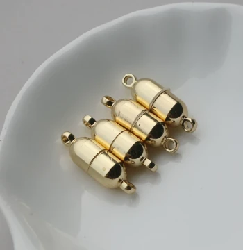 14K Gold-Filled Color-Preserved DIY Accessories Magnetic Clasp, Smooth Oval Bullet Shape 6mm for Bracelets and Necklaces