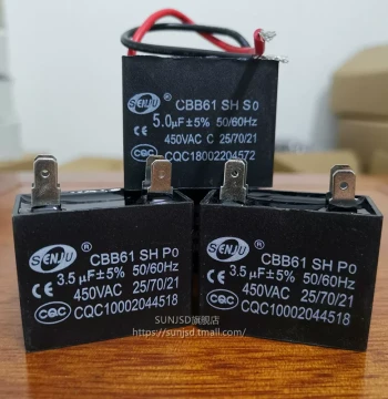 CBB61 Start Capacitor 220V Fan Motor Exhaust Fan 450V/1/1.2/1.5/1.8/2/2.5/3UF4