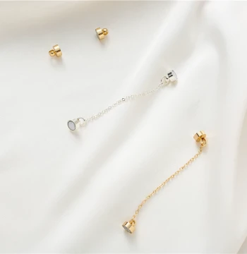 14K Gold-Plated Color-Fast Magnetic Clasp with Safety Chain and Anti-Drop Finish Connector for DIY Bracelets, Necklaces, and Jewelry Accessories