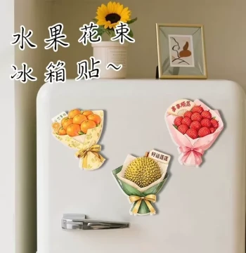 Floral Bouquet Resin Refrigerator Magnets: Creative 3D Fruit Bouquet Magnetic Decor for Home