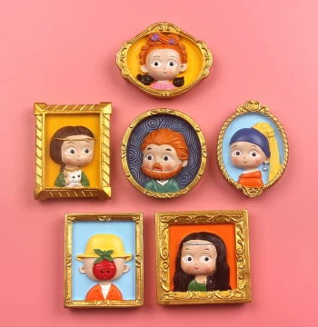 Nordic INS Style Cute World Famous Paintings Van Gogh Mona Lisa Fridge Magnets, Home Decorative Magnetic Stickers