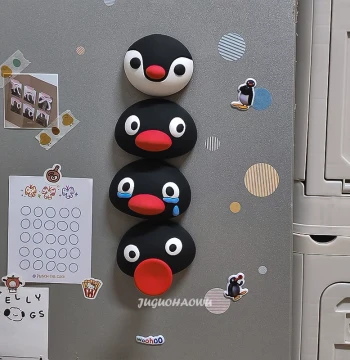 Pingu Penguin Fridge Magnets 3D Stereoscopic Interesting Fridge Stickers Cute Creative Cartoon Personalized