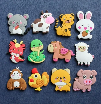 12 Chinese Zodiac Children Early Education Fridge Magnets Personalized Creative Cartoon Cute Soft Magnetic Stickers for Whiteboard/Blackboard