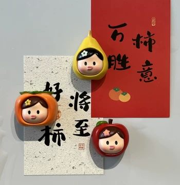 Xiangxiang Mei Fruit Refrigerator Magnet Sticker Cute Cartoon 3D Resin Magnetic Sticker Personalized Creative