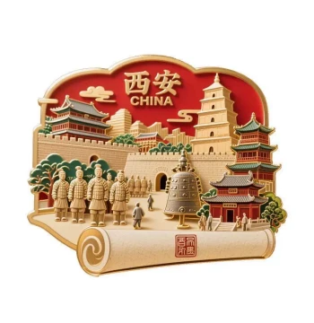 Xi'an Cultural Creative Fridge Magnets 2025 New Metal Relief Magnets, Terracotta Warriors and Giant Wild Goose Pagoda Souvenirs/Gifts