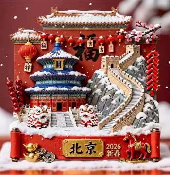 Beijing Spring Festival Cultural Creative Refrigerator Magnets: 2026 New 3D Metal Magnetic Souvenirs and Gifts for Tourists