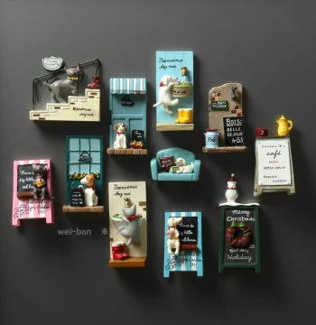 2025 New Japan ZAKKA Fridge Magnet Personalized Creative Instagram Cartoon Puppy Kitten Magnetic Stone