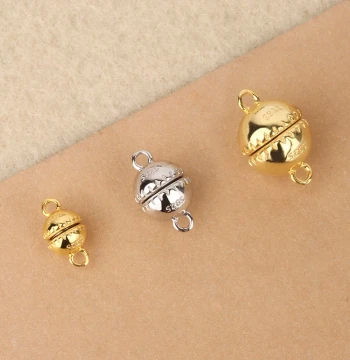 Pearl Necklace DIY Jewelry Beaded Lace Magnetic Clasp Accessories S925 Sterling Silver Bracelet End Connection Clasp Materials