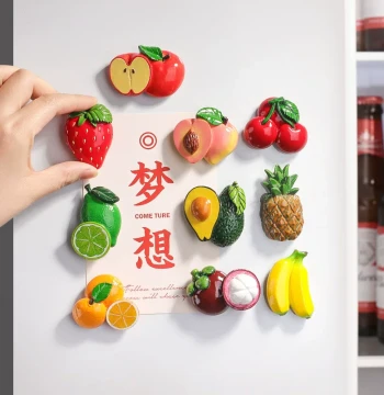 Simulation Fruit 2024 New Refrigerator Magnet Resin 3D Stereoscopic Creative Decoration Cute Magnetic Sticker Accessory Prop Food Toy