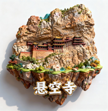 Shanxi Hanging Temple New Metal Magnetic Relief Cultural Creative Refrigerator Magnet Travel Souvenir Gift Decorative Magnet