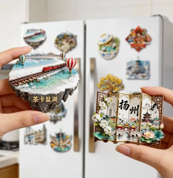 Chinese City Fridge Magnet Tourist Attraction Creative Magnet Beijing Xiamen Sanya Hangzhou Souvenir Decorative Magnetic Sticker