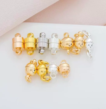 14K Gold-Filled Gold/Silver Plated Color-Preserved Ancient Method Gold Magnetic Clasp Snap DIY Handmade Beaded Bracelet Necklace Connector