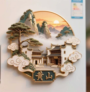 Huangshan Cultural Creative Refrigerator Magnet 2025 New Model Metal Relief Magnetic Sticker Anhui Tourism Souvenir Cultural Creative Gift